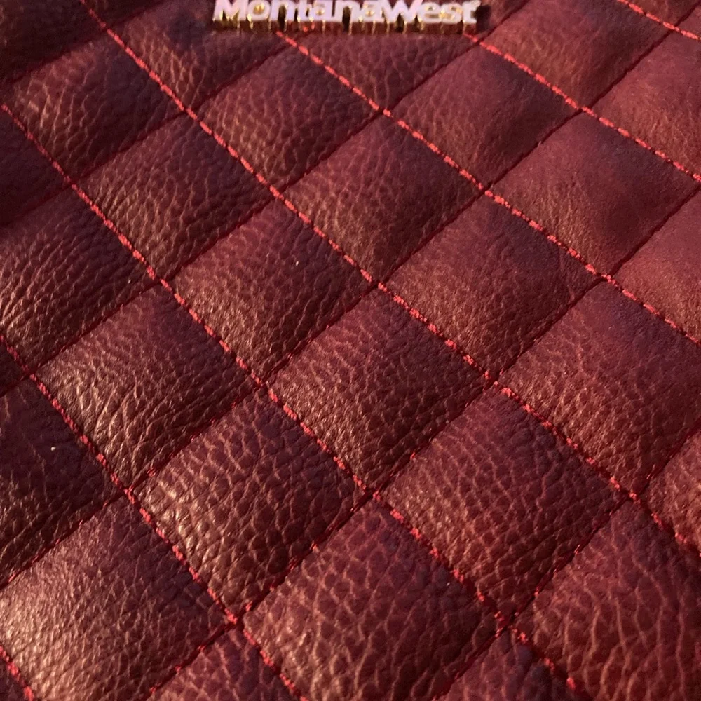 Montana West Quilted Burgundy Shoulder Bag - Picture 2 of 12